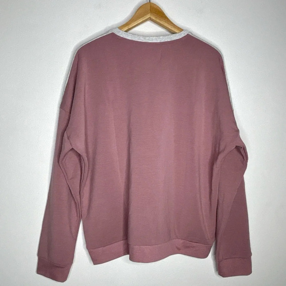Madewell MWL Superbrushed Mauve Gray Colorblock Easygoing Sweatshirt Size L - Picture 14 of 15